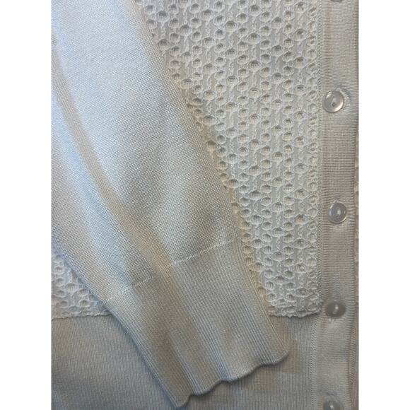 NWT Charter Club Ladies Crochet Design Dressy Cardigan White Medium - Picture 3 of 6